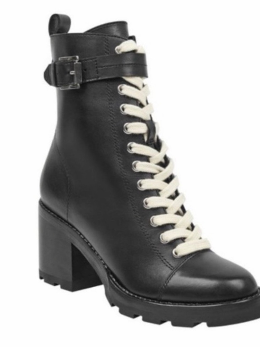 Marc Fisher LTD Womens Waren Moto combat leather Boots SZ 8